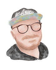 Watercolor illustration of Adam Linder